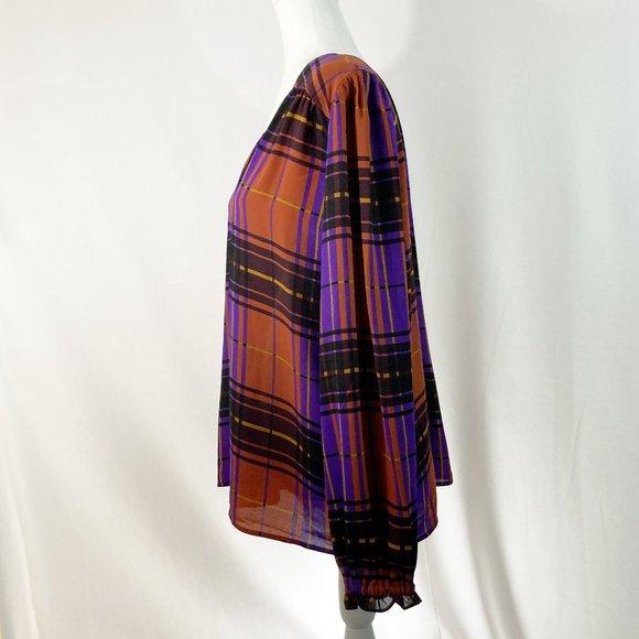 Ann Taylor Factory Plaid Blouse NWT Size XL - Picture 2 of 7